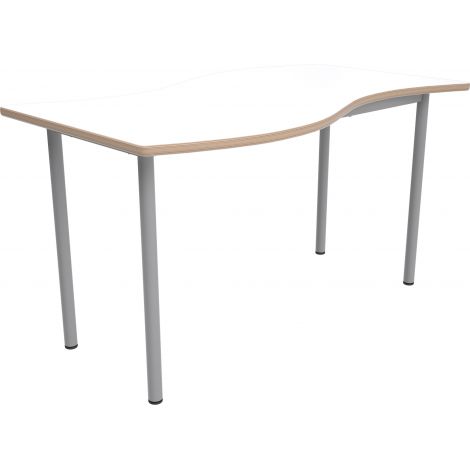 Masa Mila Wave HPL mare 140 x 72 cm, marime 6, alba, colturi rotunjite, pentru 4 elevi - imagine 16